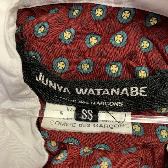 JUNYA WATANABE Size S Burgundy White Polyester Dots 3/4 Sleeves Midi Dress - Picture 8 of 10